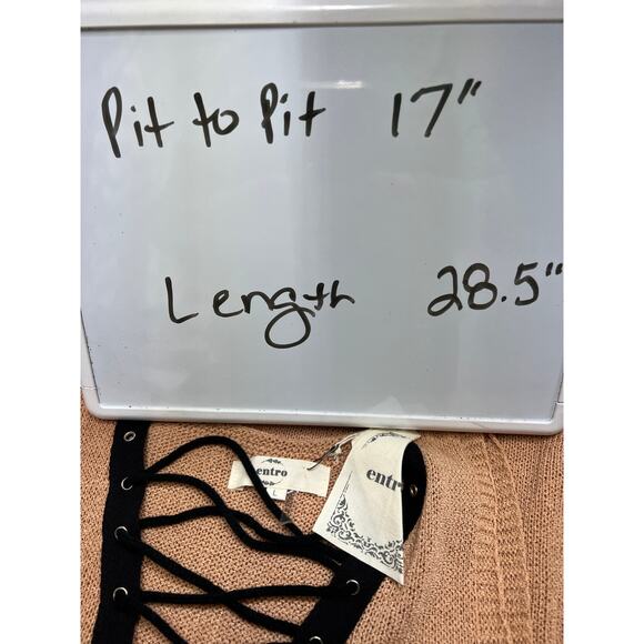 NWT Entro Sweater Tank Lace Up Khaki Tan L - Picture 7 of 7